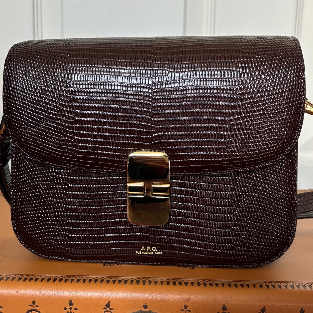 A.P.C. Small grace bag lizard embossed, brown